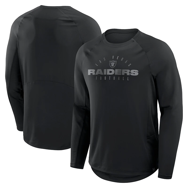 T-shirt à manches longues Fanatics pour homme, noir, avec motif de grande taille, des Las Vegas Raiders