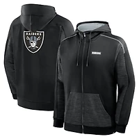 Sweat à capuche zippé noir Las Vegas Raiders Checkdown Pass pour homme