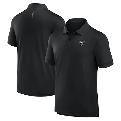 Polo noir Fanatics pour homme avec logo Front Office Move des Las Vegas Raiders