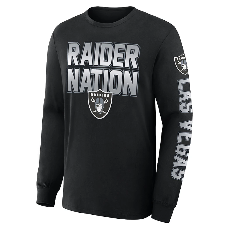 T-shirt à manches longues noir Fanatics pour homme, motif Hometown Sweep Legacy des Las Vegas Raiders
