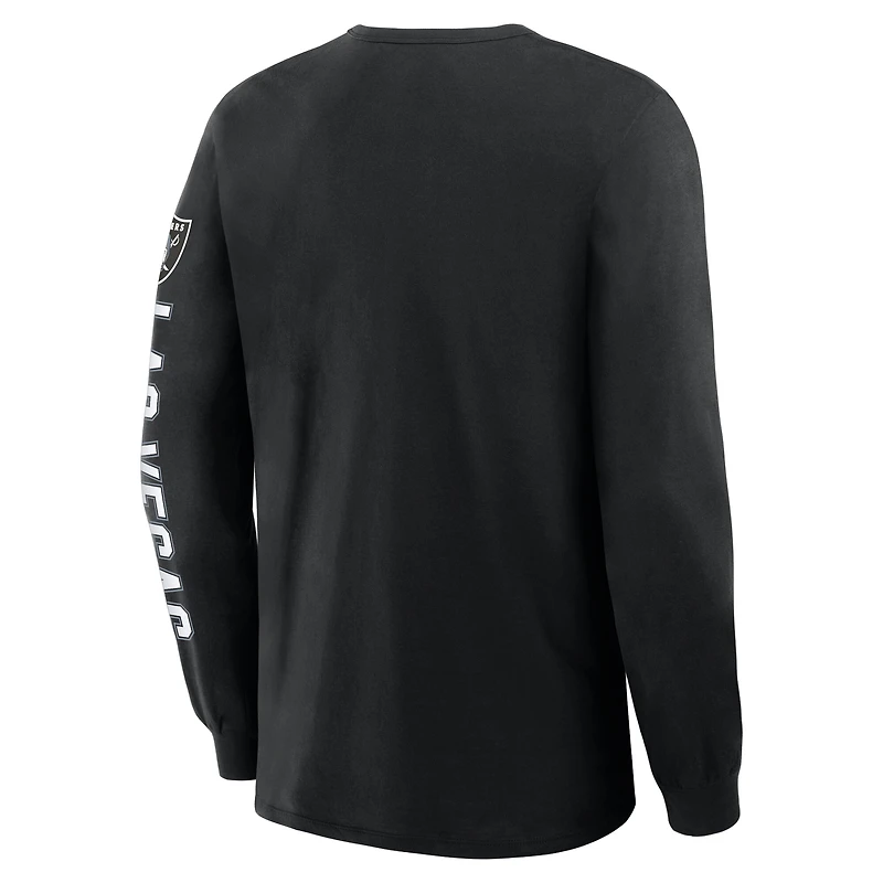 T-shirt à manches longues noir Fanatics pour homme, motif Hometown Sweep Legacy des Las Vegas Raiders