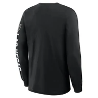 T-shirt à manches longues noir Fanatics pour homme, motif Hometown Sweep Legacy des Las Vegas Raiders