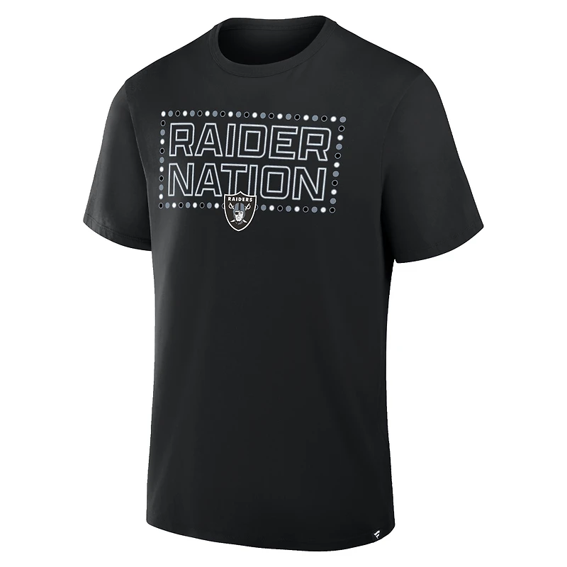 T-shirt noir Fanatics pour homme, motif Las Vegas Raiders, véritable favori de la ville natale