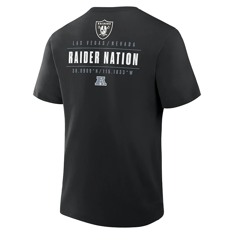 T-shirt noir fanatique pour homme avec poche passe des Las Vegas Raiders