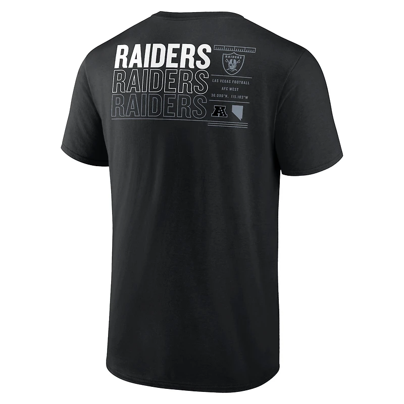 T-shirt noir Fanatics pour hommes des Las Vegas Raiders Repeat Stats