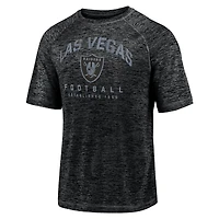T-shirt noir à teinture spatiale raglan Fanatics pour hommes Las Vegas Raiders Shade Battle Ready