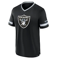 T-shirt noir à col en V rayures Fanatics Raiders de Las Vegas pour hommes