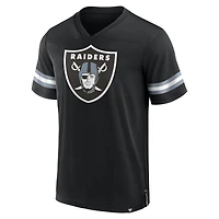 T-shirt noir en jersey à col V Tackle Fanatics pour hommes des Las Vegas Raiders