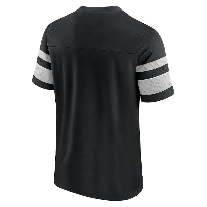 T-shirt noir à col en V texturé Fanatics Raiders de Las Vegas pour hommes
