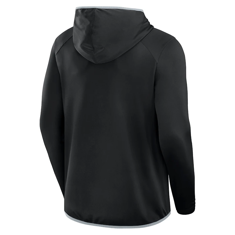 Men's Fanatics Black Las Vegas Raiders Transitional Defender Hoodie Long Sleeve T-Shirt