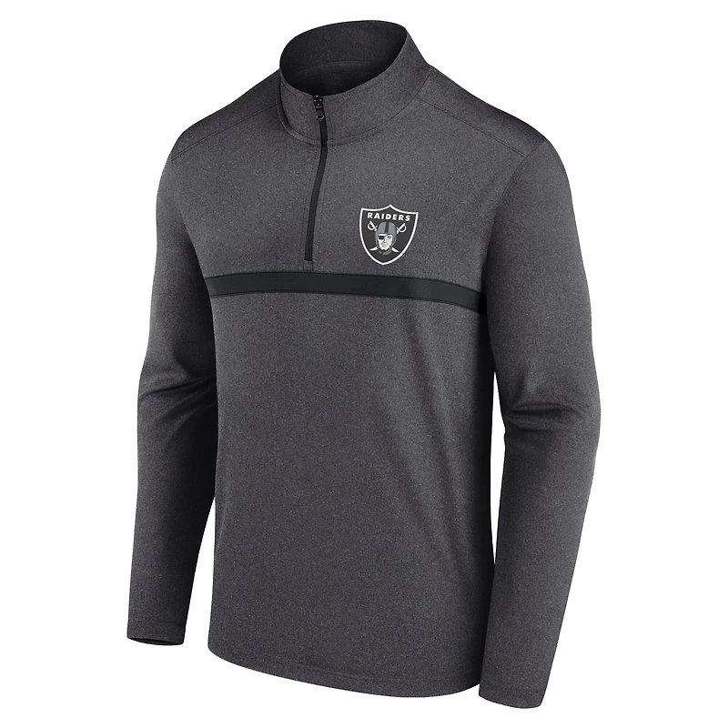 Pull à fermeture éclair quart de tour Fanatics pour homme, couleur charbon, Las Vegas Raiders