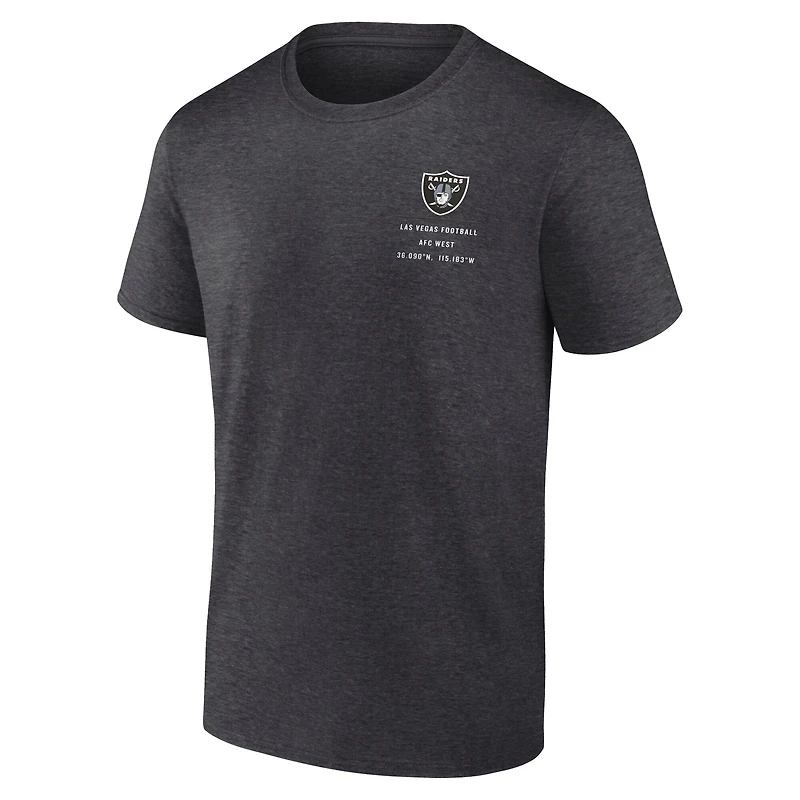 T-shirt Fanatics pour homme, charbon de bois, avec statistiques répétées des Las Vegas Raiders