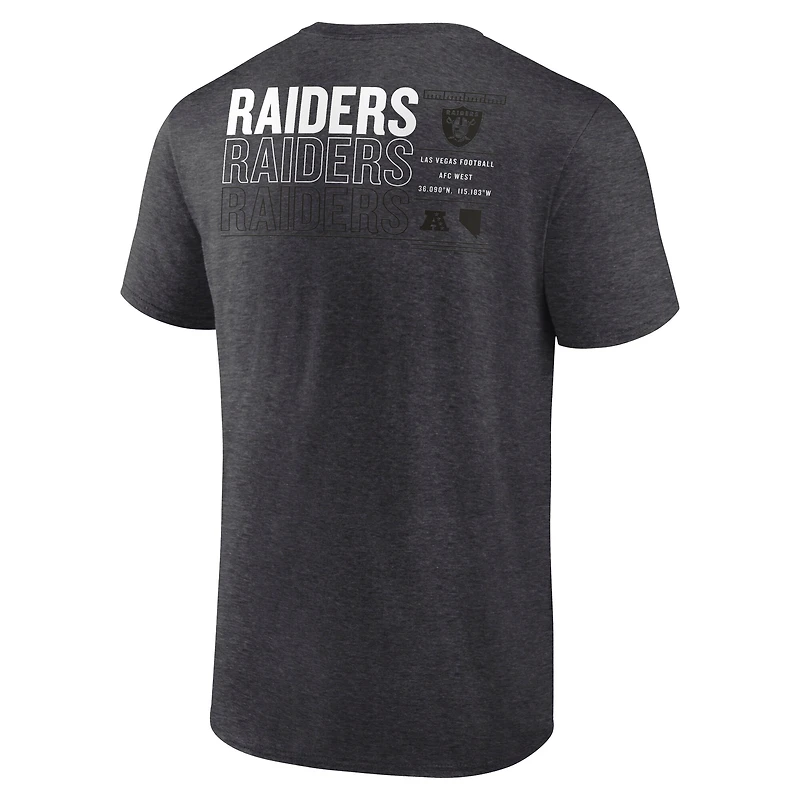 T-shirt Fanatics pour homme, charbon de bois, avec statistiques répétées des Las Vegas Raiders