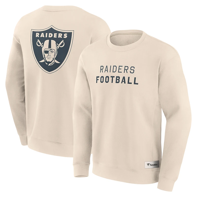 Men's Fanatics Cream Las Vegas Raiders Elements Future Ground Lettering Pullover Sweatshirt