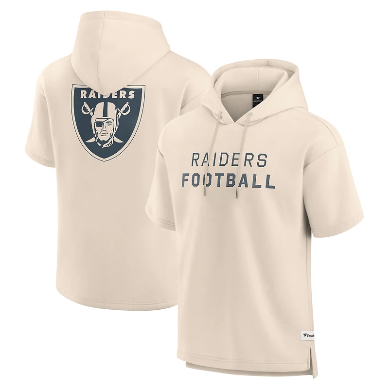 Sweat à capuche manches courtes pour homme Fanatics Cream Las Vegas Raiders Elements Future Ground Lettering