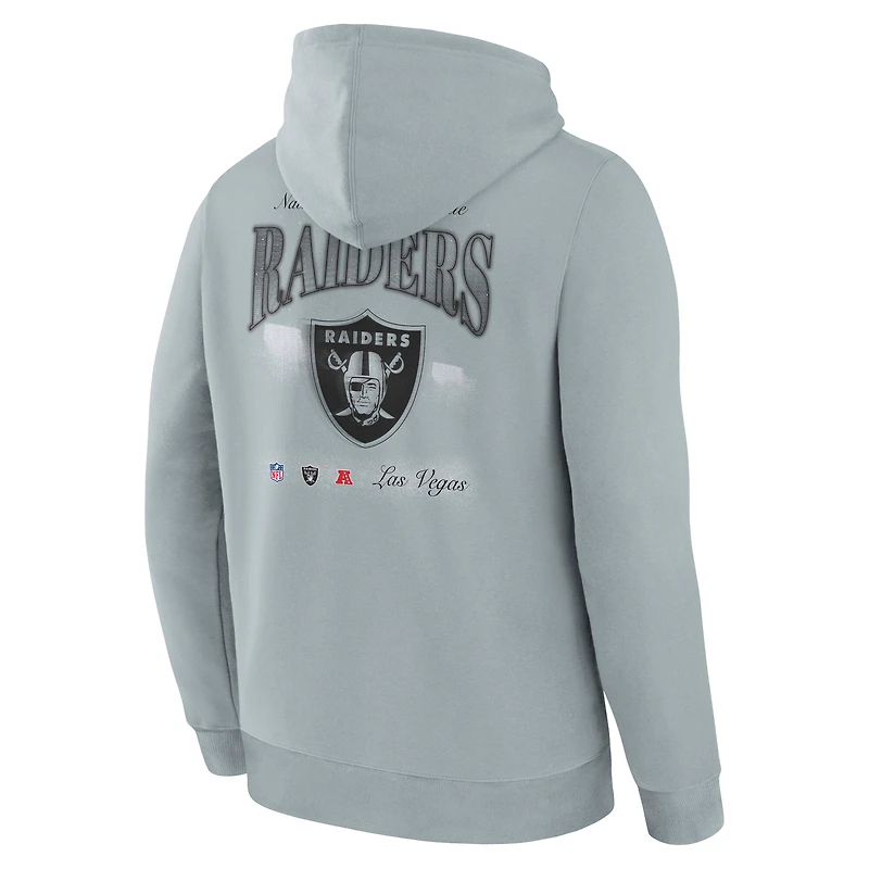 Men's Fanatics  Gray Las Vegas Raiders Back Logo Fleece Hoodie