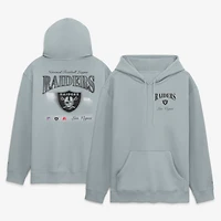 Sweat à capuche polaire gris Fanatics pour homme avec logo Las Vegas Raiders au dos