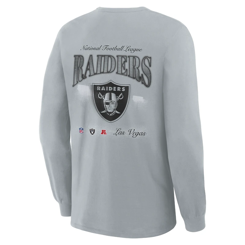 T-shirt à manches longues Fanatics gris Las Vegas Raiders Midnight Falls pour homme