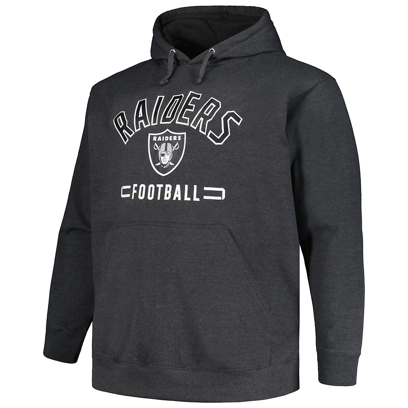 Men's Fanatics Heather Charcoal Las Vegas Raiders Big & Tall Pullover Hoodie