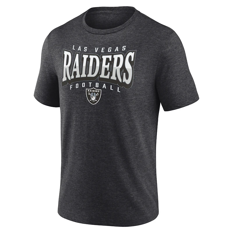 T-shirt Fanatics Heather Charcoal pour homme Las Vegas Raiders Divided Warp Tri-Blend