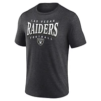 T-shirt Fanatics Heather Charcoal pour homme Las Vegas Raiders Divided Warp Tri-Blend