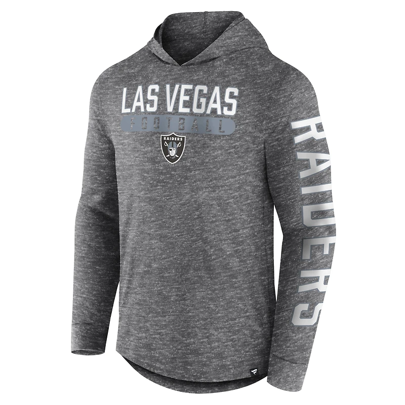 T-shirt à capuche manches longues Fanatics Heather Charcoal Las Vegas Raiders Pill Stack pour hommes