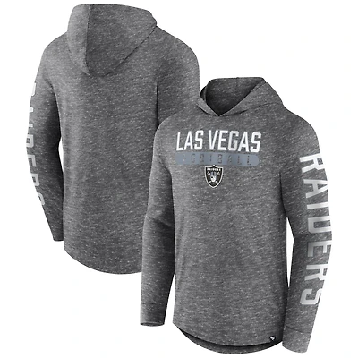 T-shirt à capuche manches longues Fanatics Heather Charcoal Las Vegas Raiders Pill Stack pour homme
