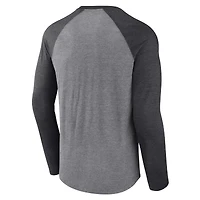 Men's Fanatics Heather Gray/Heather Charcoal Las Vegas Raiders Raglan Long Sleeve T-Shirt