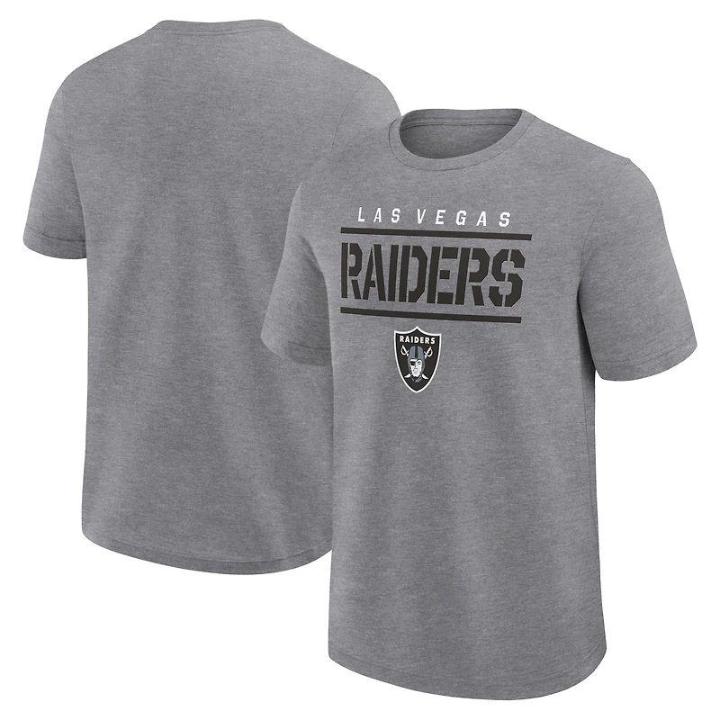 T-shirt Fanatics gris chiné pour homme, coupe grande et taille, des Las Vegas Raiders.