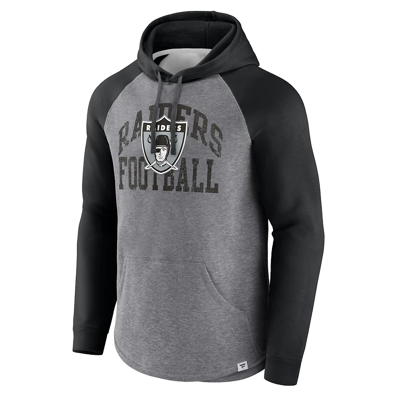 Men's Fanatics Heather Gray Las Vegas Raiders Favorite Arch Raglan Pullover Hoodie