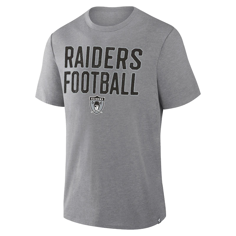 Men's Fanatics Heather Gray Las Vegas Raiders First Down Tribute Tri-Blend T-Shirt