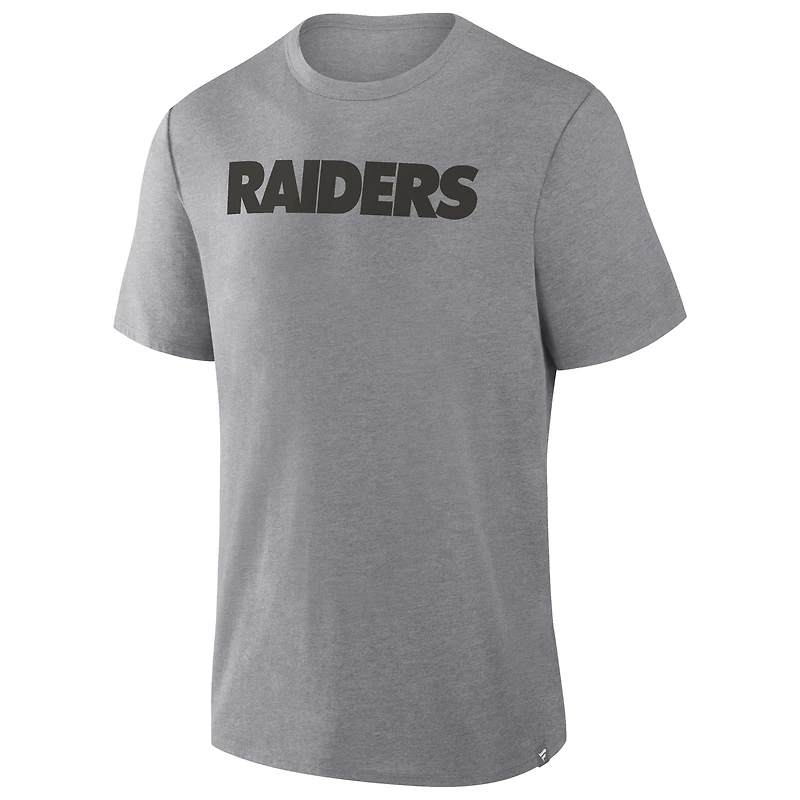 T-shirt tri-blend gris chiné Fanatics pour homme, Las Vegas Raiders, Pass Rush