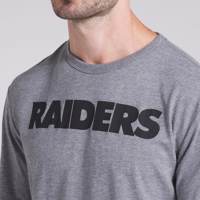 Men's Fanatics Heather Gray Las Vegas Raiders Pass Rush Tri-Blend T-Shirt