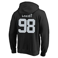 Sweat à capuche en polaire Fanatics Maxx Crosby pour hommes, noir, Las Vegas Raiders, grand et nom numéro