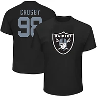 T-shirt noir avec nom et numéro de joueur Maxx Crosby des Raiders Las Vegas marque Fanatics pour hommes