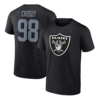 T-shirt noir avec nom et numéro d'icône de joueur Fanatics Maxx Crosby des Las Vegas Raiders pour hommes