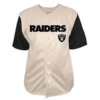 Men's Fanatics Maxx Crosby Cream Las Vegas Raiders Big & Tall Baseball Button-Up Shirt
