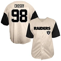 Chemise de baseball à boutons Fanatics Maxx Crosby crème Las Vegas Raiders pour hommes, grandes tailles