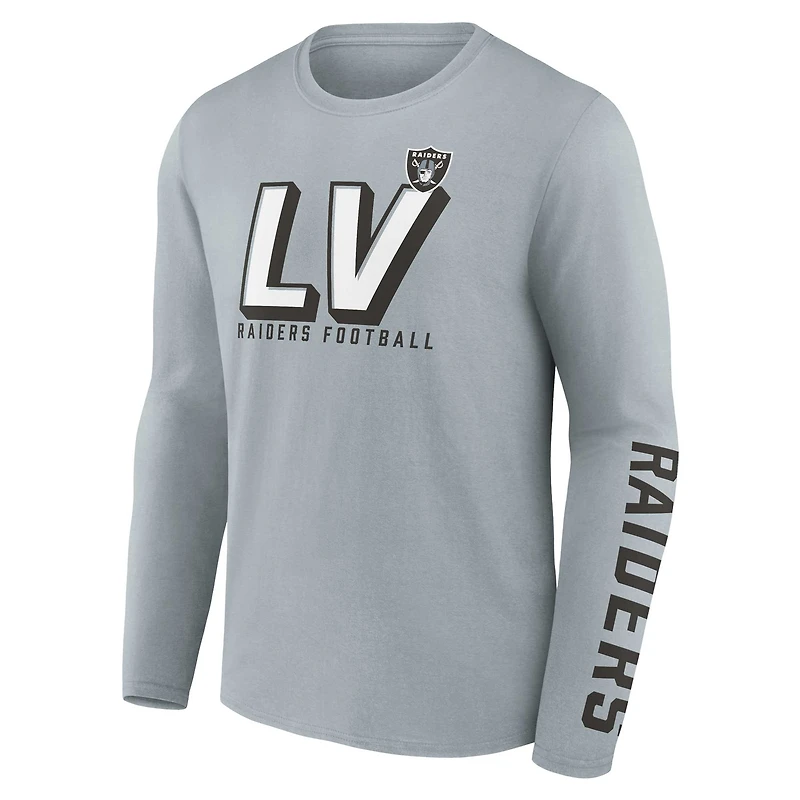 Men's Fanatics Silver/Black Las Vegas Raiders Two-Pack T-Shirt Combo Set