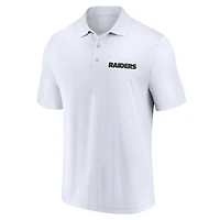 Ensemble de deux polos Lockup Fanatics pour hommes blanc/noir Las Vegas Raiders