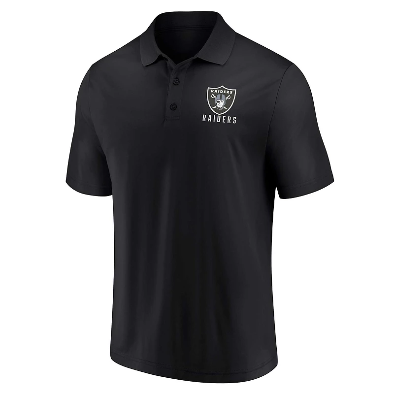 Ensemble de deux polos Lockup Fanatics pour hommes blanc/noir Las Vegas Raiders