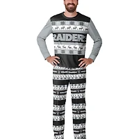 Ensemble de pyjama moche FOCO noir pour homme avec logo des Las Vegas Raiders