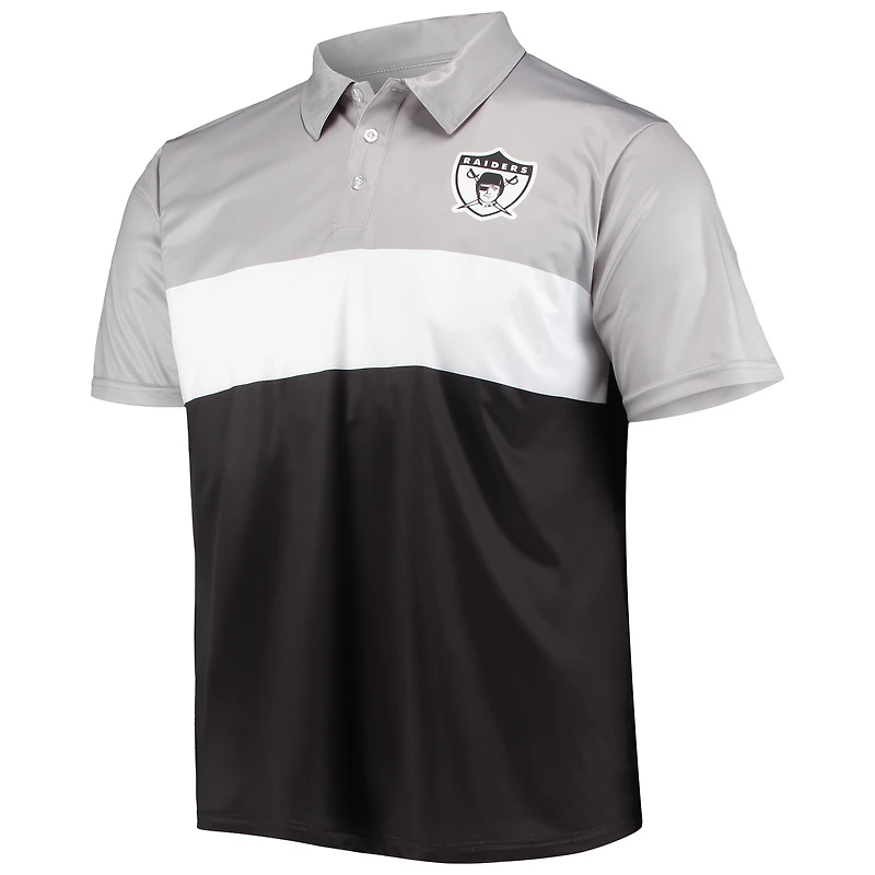 Men's FOCO Silver/Black Las Vegas Raiders Retro Colorblock Polo