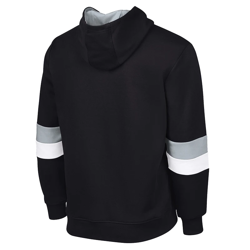 Men's G-III Sports by Carl Banks Black/Silver Las Vegas Raiders Adaptive Faceoff Pullover Hoodie