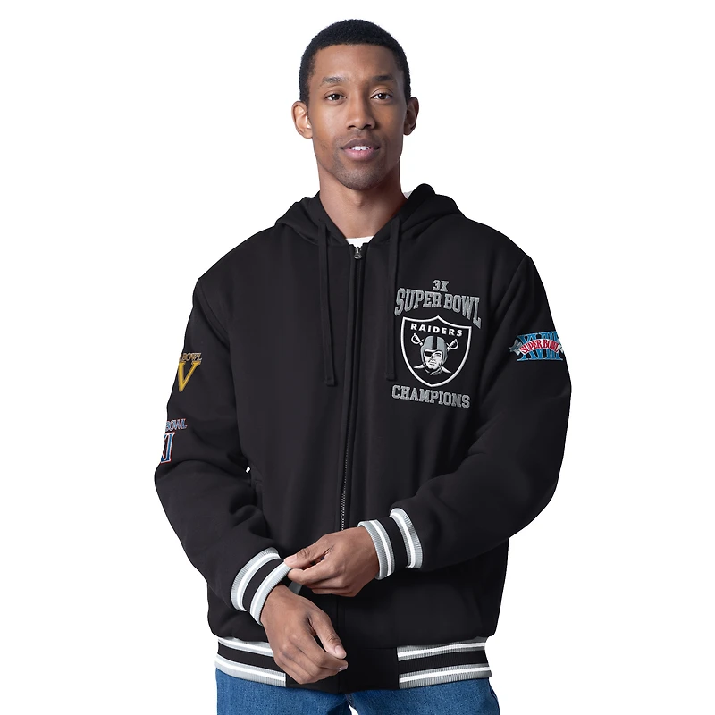 Men's G-III Sports by Carl Banks  Black Las Vegas Raiders Power Forward Commemorative Full-Zip Hooded Jacket