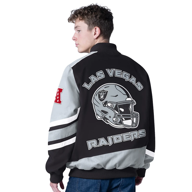 Men's G-III Sports by Carl Banks Black Las Vegas Raiders Prime Time Full-Zip Racing Jacket