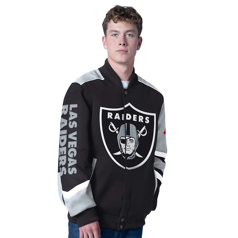 Men's G-III Sports by Carl Banks Black Las Vegas Raiders Prime Time Full-Zip Racing Jacket