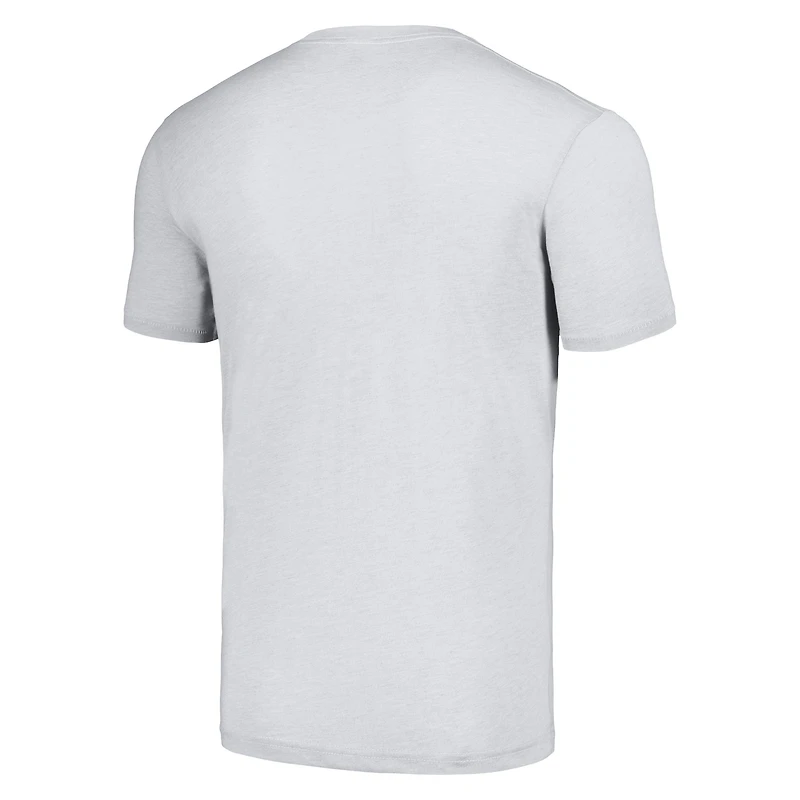 Men's Homage Maxx Crosby Heathered Ash Las Vegas Raiders Caricature Player Tri-Blend T-Shirt