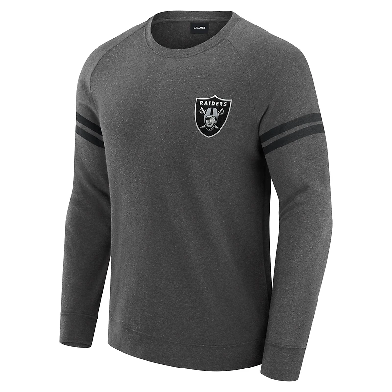 Men's J. Palmer Dark Heather Gray Las Vegas Raiders Players Lounge Raglan Tri-Blend Sweatshirt