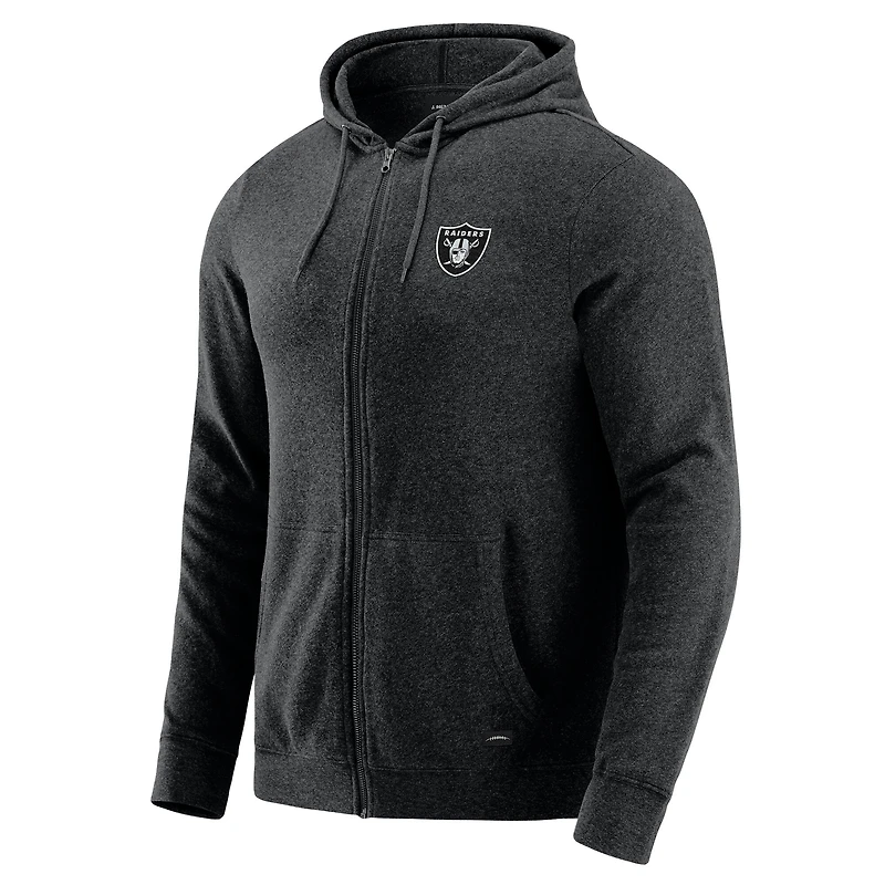 Men's J. Palmer Dark Heather Gray Las Vegas Raiders Players Lounge Tri-Blend Full-Zip Hoodie